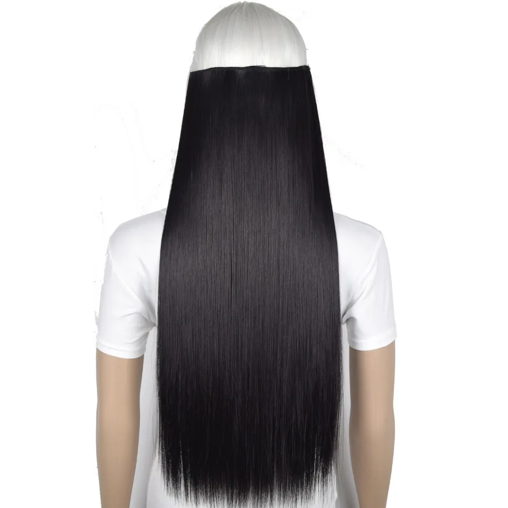 TOPREETY Heat Resistant B5 Synthetic Fiber 24" 60cm 120gr Silky Straight 5 clips on clip in hair Extensions