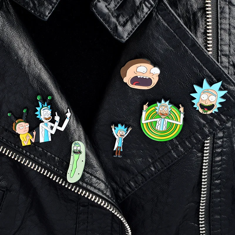 

High-quality Rick And Morty Pin set Cucumber Rick Enamel Pin brooches Badge Enamel pins Accessories Unisex brooch Free Delivery