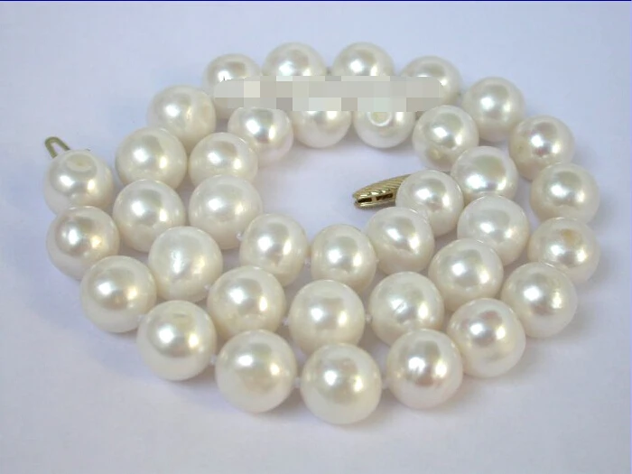 

11mm round white freshwater pearls necklace 14KT GOLD ^^^@^Noble style Natural Fine jewe FREE SHIPPING
