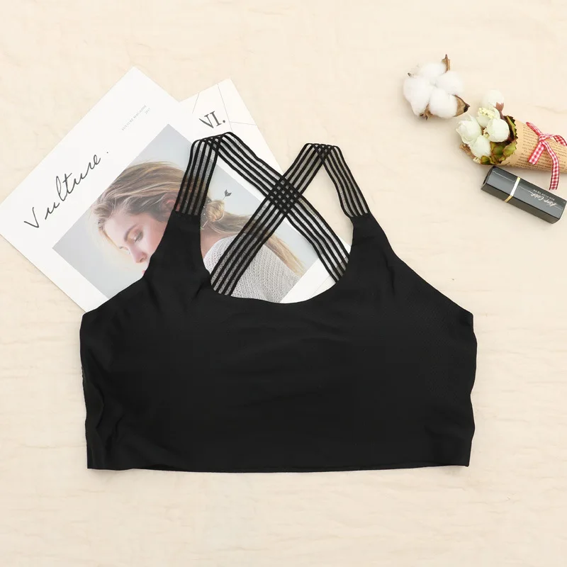 

Large size ice silk breathable bra sexy back wrapped push up bras for women seamless one piece sexy lingerie modis bralette