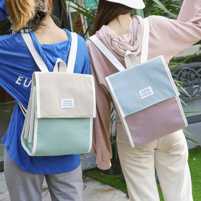 

Women Hot Canvas Backpacks Candy Color Schoolbags for Teenagers Girls Laptop Backpack Patchwork Back Bags For Female 2019