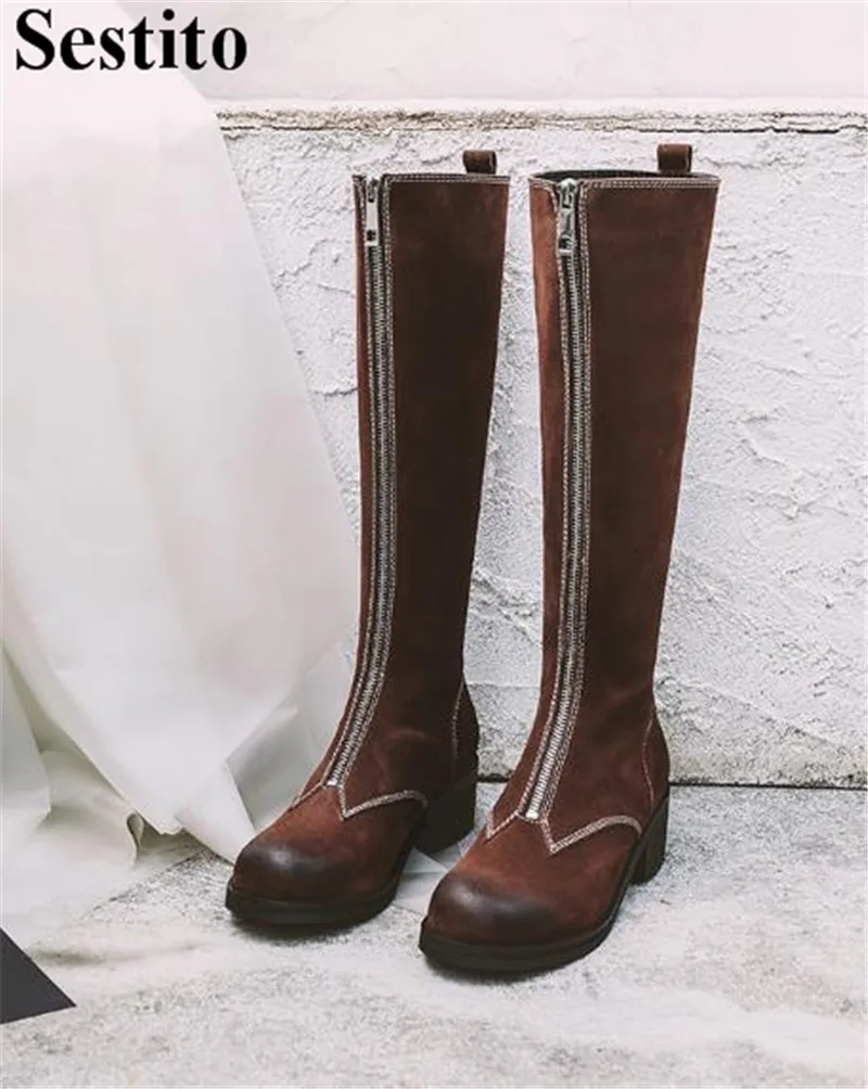 Talon Rond À Genou Femme Long Chaussures Casual Hauteur Bottes Femmes Mode Carré Med As as Du Brun Gradient Picture Picture Zip Bout Pour Troupeau vxOwwTzICq