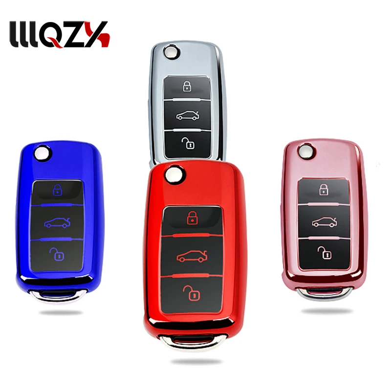 

Soft TPU car key cover case shell fob for Golf Bora POLO GOLF Passat For Skoda Octavia A5 Fabia For SEAT Ibiza Leon Car-Styling