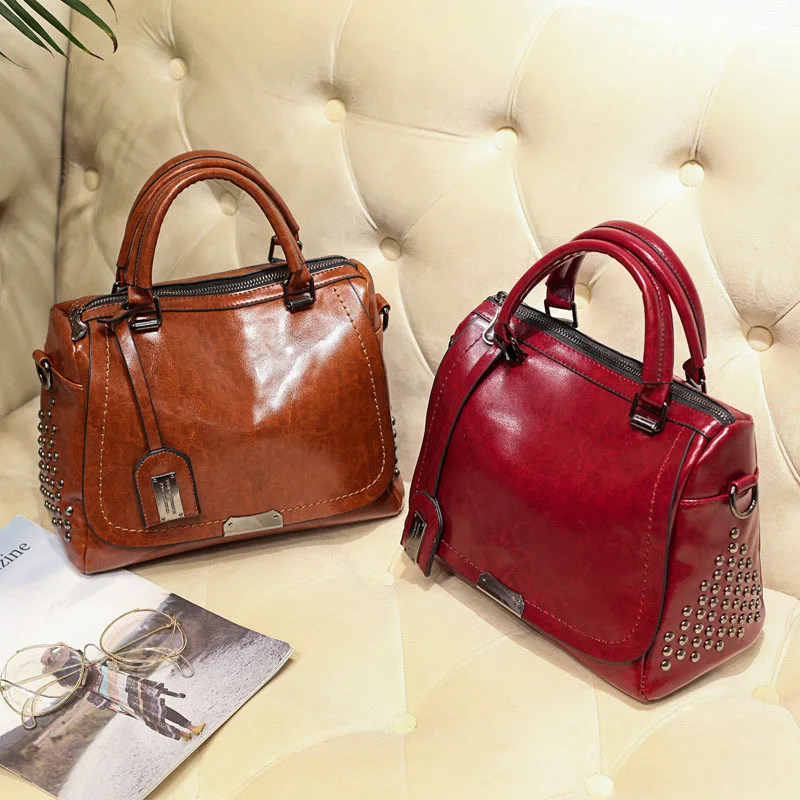 الشهيرة العلامة التجارية النفط الشمع جلدية برشام بوسطن حقيبة Crossbody حقائب للنساء 2019 حمل Shouler حقيبة حقيبة يد فاخرة حقائب النساء مصمم