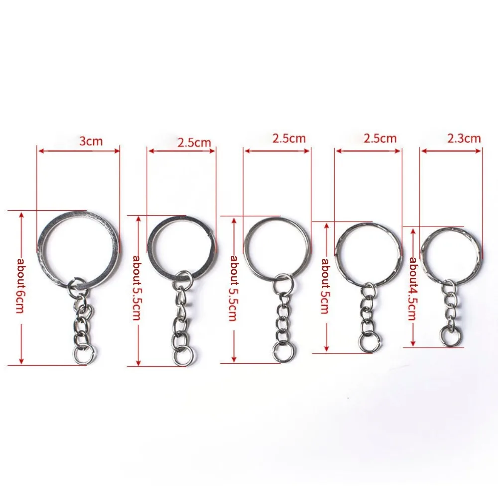 20 шт./лот 25/30 мм полированный серебряный брелок для ключей Разделение кольцо с короткая цепочка, кольцо для ключей, Для женщин Для мужчин стеклянный брелок для ключей аксессуары