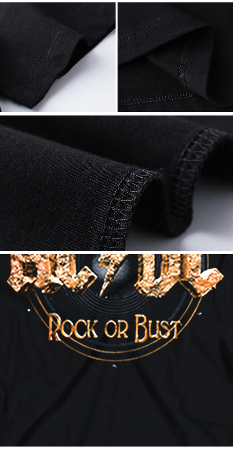 Женская футболка с принтом Rocksir AC DC Rock или Bust в стиле Харадзюку Повседневная панк