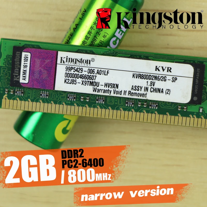 Оперативная память kingston для настольных ПК 2 ГБ 2G 800 МГц PC2-6400 DDR2(узкая версия чипа kingston) 800 6400 2G 240-pin KVR800D2N6/2G