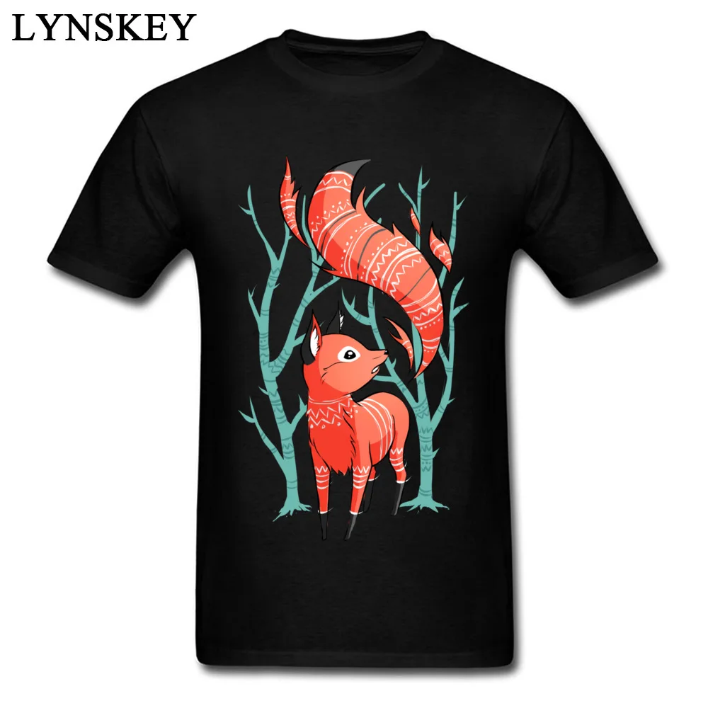 Pure Cotton Mens Short Sleeve Tops Shirt Winter Fox Geek Summer Fall T-Shirt Normal Fashionable O-Neck Tee-Shirts Top Quality Winter Fox black