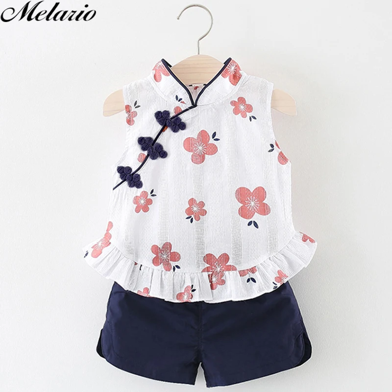 

Melario Baby Clothes Sets 2019 New Summer Antiquity Tang Suit Stylt Children Clothes Sets T-shirt + Shorts Two Pieces Sets