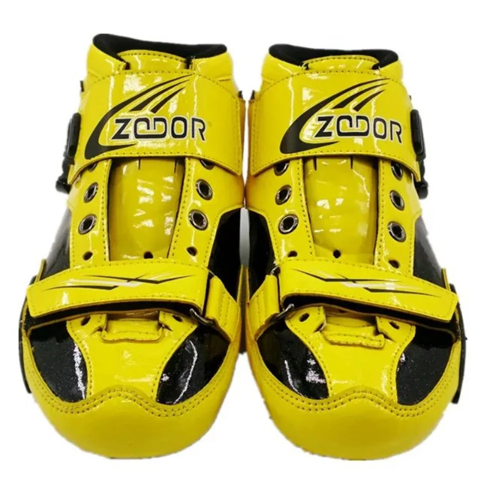 يستحق الكربون الألياف الفيبرجلاس سرعة حذاء تزلج بعجلات الأصفر كيد الكبار المنافسة الشارع سباق أحذية رياضية التدريب Patines F019