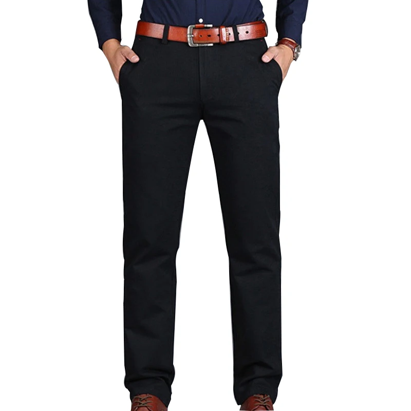 Mens Pants Loose Cotton Full Length Men Pants Casual Pockets Army Khaki Black Male Trousers Pants Men social Big Size Summer
