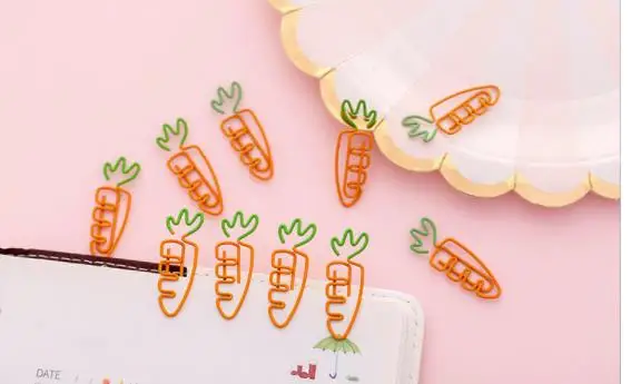 

New Super cute carrot paper clip creative cute cartoon girl heart clip simple stationery bookmark