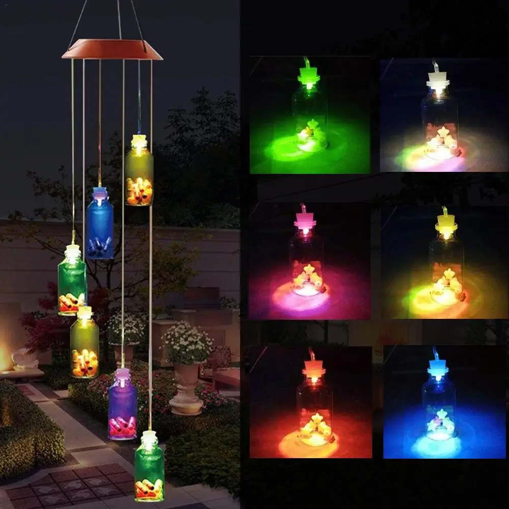 Солнечный колокольчик светодиодный портативный цветной спиральный ротатор ветряной колокольчик наружное украшение ветряной светильник с музыкой садовая Терраса