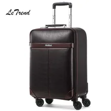 Letrend бизнес человек Скалка багажа Спиннер 16 дюймов тележка для каюты PU кожаная сумка женские чемоданы Дорожная сумка на колесах