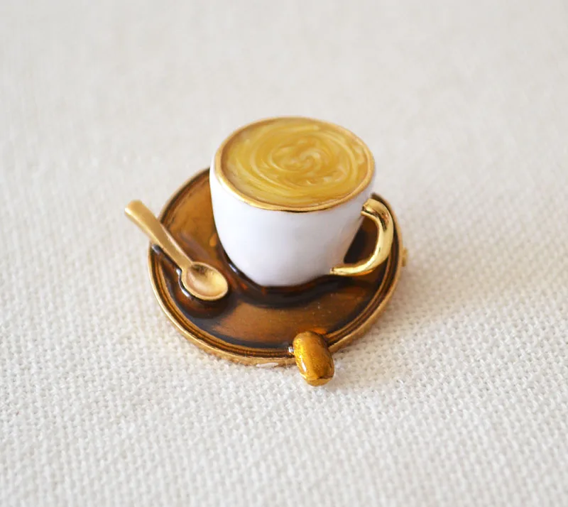 

free shipping 6 pcs/ lot fashion jewelry accessories metal enamel coffee brooches for women