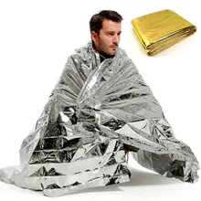 Camping Portable Emergency Blanket First Aid Survival Rescue Curtain Tent Tools Outdoor Hiking Kits Silver Golden 210*160cm 65g