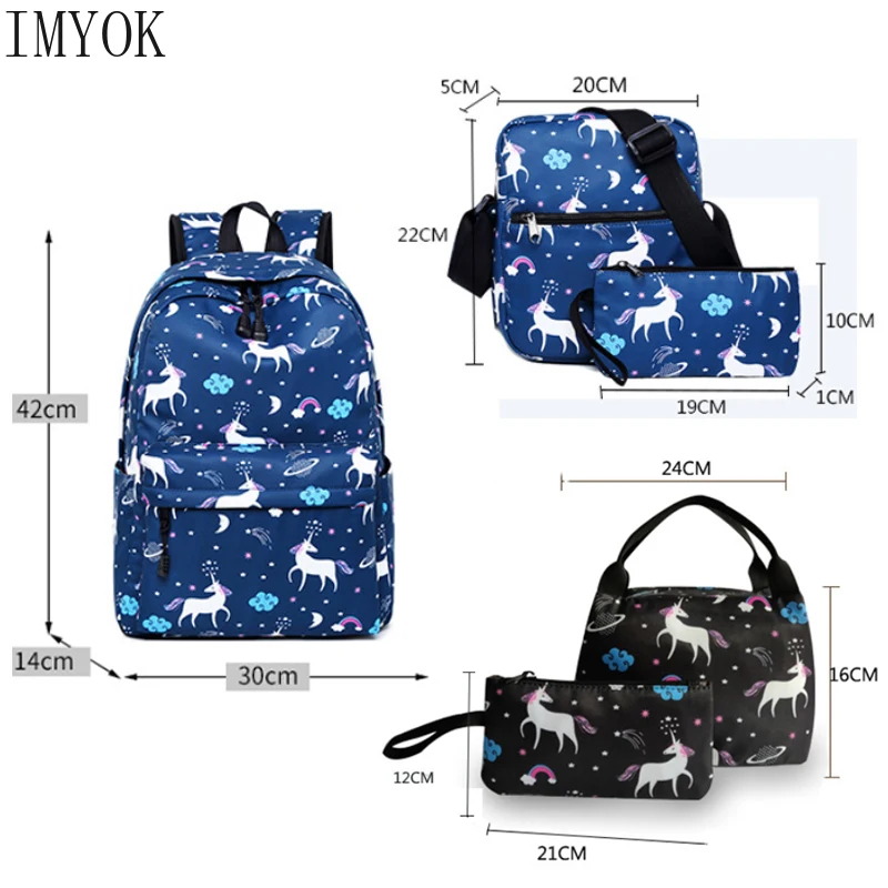 Новинка 2019 модные детские школьные ранцы 3 шт./компл. рюкзак с животными для