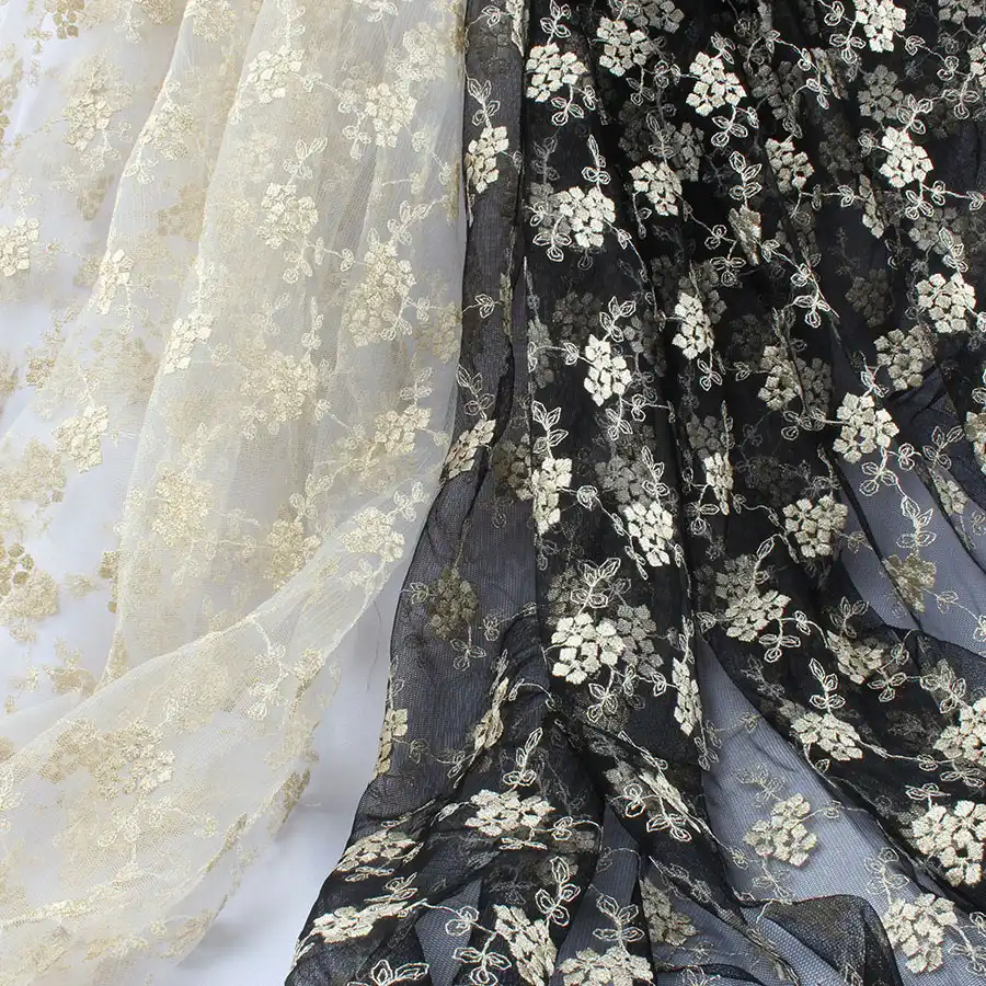white gauze flowers embroidered dress