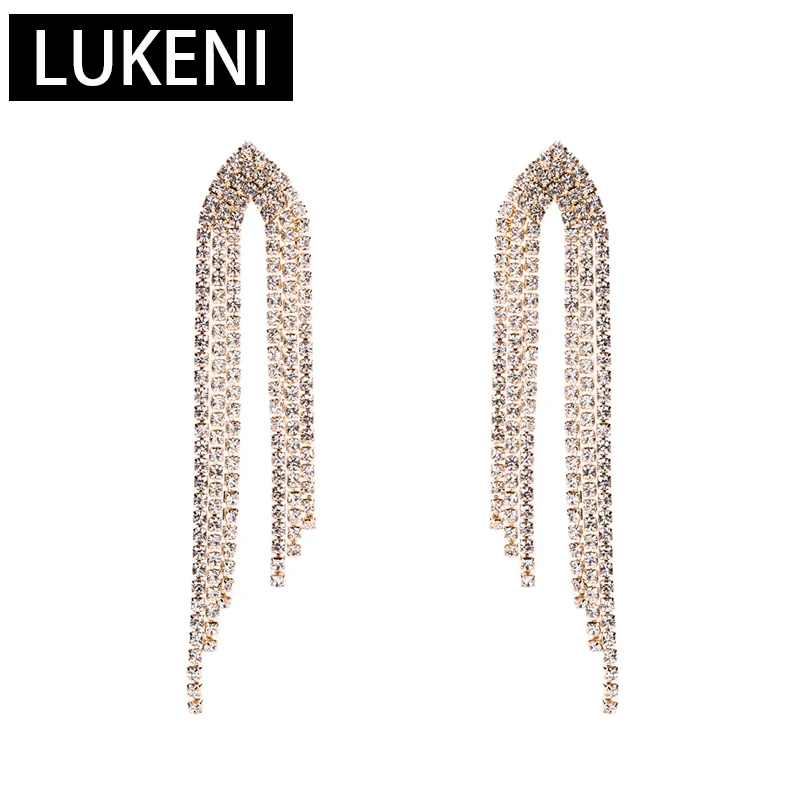 

Boho Brinco Modem Earrings Female 2018 Crystal Rhinestone Hyperbole Drop Statement Geometric Long Tassel Women Oorbellen Jewelry