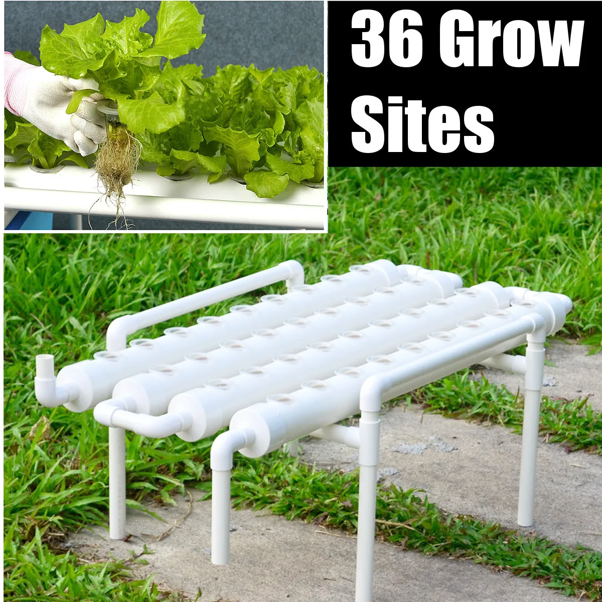 Plastic 220V Hydroponic Grow Kit 36 Sites 4 Pipes 1 Layer Garden Grow Planting Box Vegetables Tools Hydroponic Rack Holder