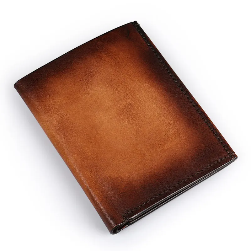 

Ruil Ameikaji Top quality Retro Fashion Hand coloring Genuine Leather Men Mini Purse Handmade Gradient Wallet coin pocket purse