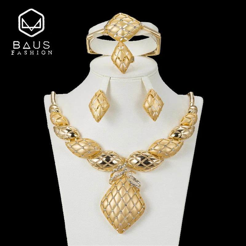 BAUS 2018 Дубай parure bijoux femme свадебный ювелирный набор золотистого цвета имитация