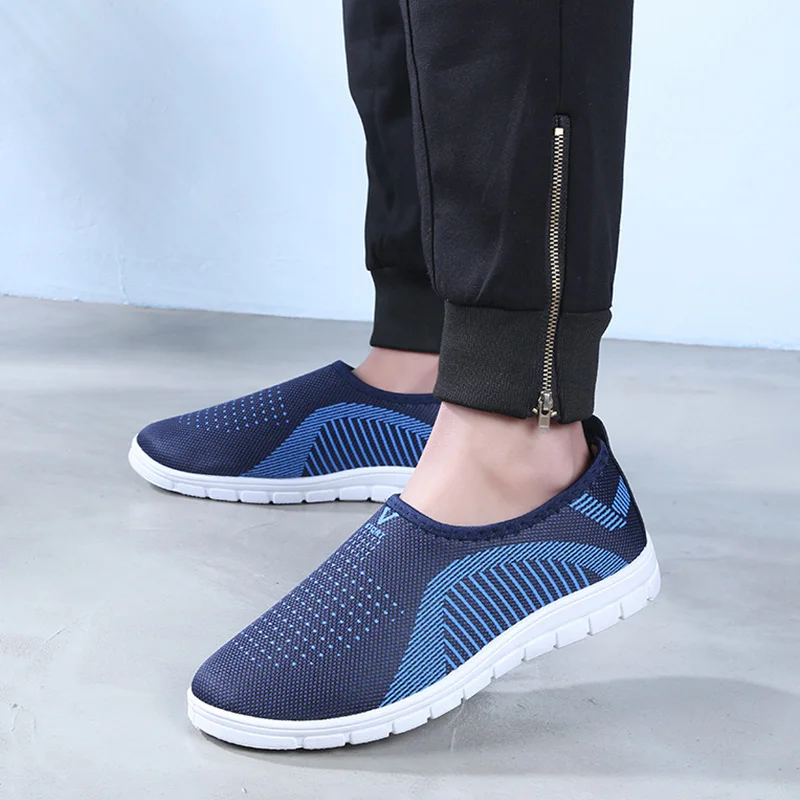

BZBFSKY Vulcanized Shoes Autumn Mesh Flat With Loafers Plus Size Cotton Women Flats Casual Walking Stripe Sneakers For Female