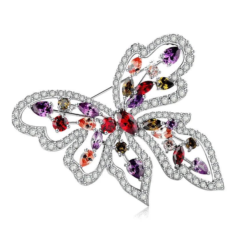 

Luxury Elegant Colorful Zircon Crystal Butterfly Brooch Pins Fashion Women Wedding Party Brooches Lover Gift OL style
