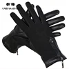Zipper short women's leather gloves,High grade sheepskin women's winter gloves,Matte leather black women's gloves - 0716 ► Photo 2/6