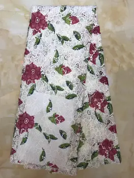 

2019 high-end luxury latest African lace red and white water-soluble chemical lace fabric, high-quality African lace YYZ08923