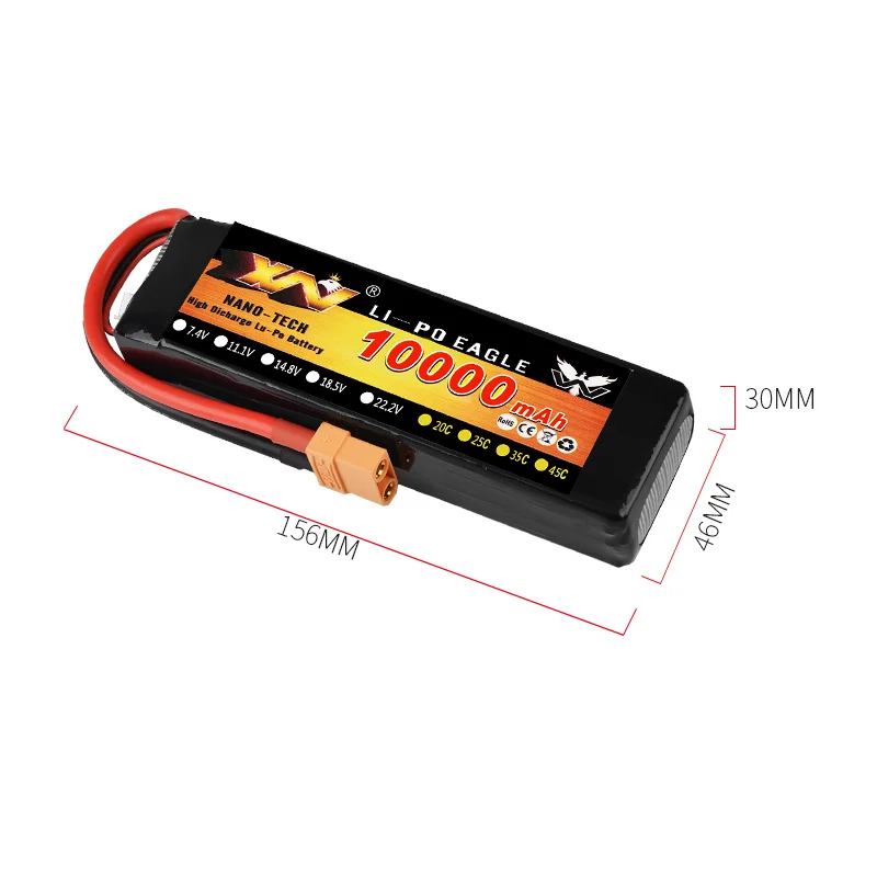 RC автомобиль Lipo батарея 2S 3S 7,4 V/11,1 V 10000mah 35C Max 70C XT90/XT60/T Разъем для Rc Самолет Rc автомобиль RC грузовик