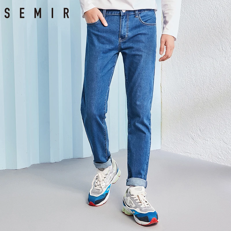 SEMIR jeans men straight pants men's classic jeans male denim jeans Designer Trousers Casual chic fashion pants Elasticity blue