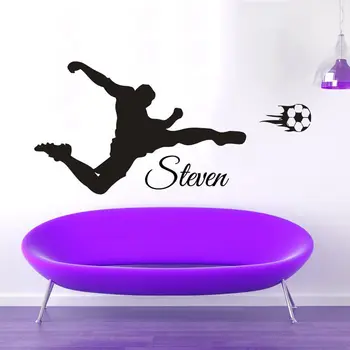 

Name Football Player Wall Sticker Sports Car Decal Kids Room Posters Vinyl Customizable Soccer Player Decal
