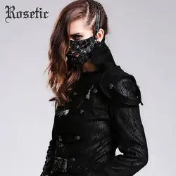 Rosetic готический панк заклепки маска Черный Рок мотоцикл для мужчин косплэй маскарад костюм на Хэллоуин Металл женщин мода стимпанк маска