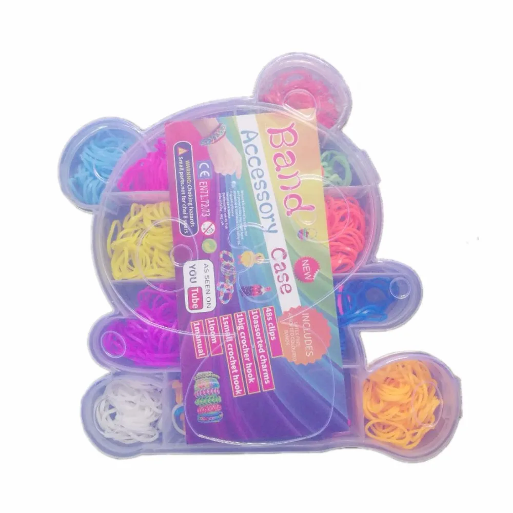 Набор резиновых резинок в форме панды в штучной упаковке для детей, DIY браслеты, разноцветные резинки, 2 крючка+ 1 Инструмент+ 12 S клипсы, набор лент - Окраска металла: Panda