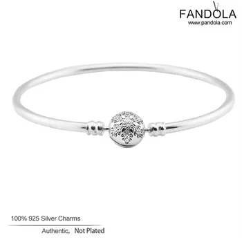 

Moments Charm Bangle Argent 925 Sterling Silver Unique Snowflake Clasp Bangles Bracelets for Women DIY Jewelry Making Promotion