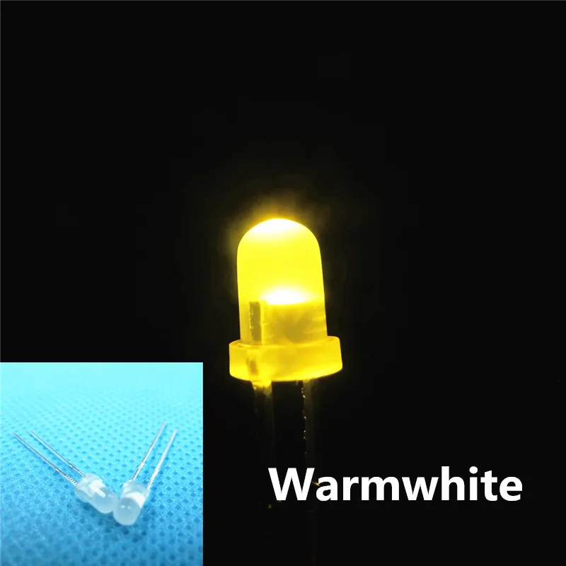 5mm Warm White Diffused Bright Round LED Leds Light with Long Pins New 1000pcs