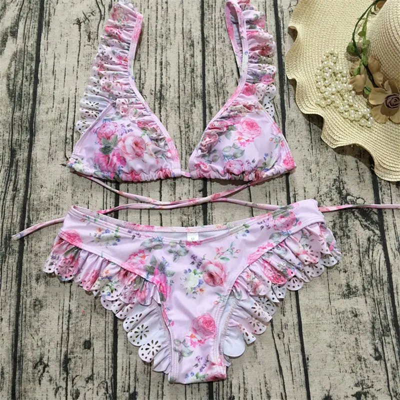 Swmmer Liket Bikini Flower print swimwear bikinis 2019 mujer Triangle swimsuit women