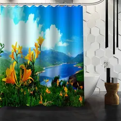 Best хороший обычай природа горное озеро цветок душ Шторы Для ванной Шторы Водонепроницаемый Ткань для Ванная комната больше размер wjy #46