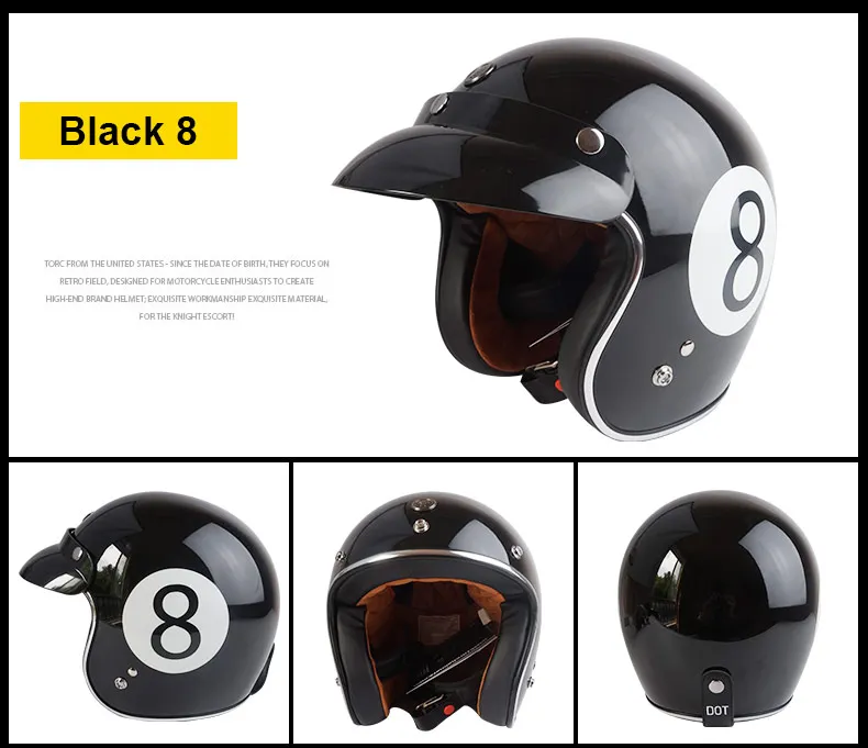 TORC T50 Halley винтажный мото rcycle шлем 3/4 с открытым лицом Ретро мото гоночный скутер шлем точка одобрить мото rbike шлем
