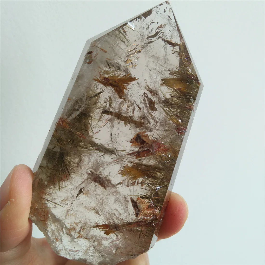 Рутилированные кристаллические точечные камни кристаллы призрака Wicca Cristal Islande