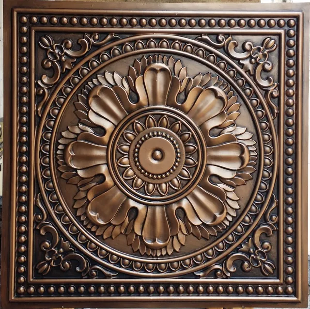 Pl17 Faux Tin Ceiling Tiles Antique Copper Color Embossed Cafe Pl17 Faux Tin Ceiling Tiles Antique Copper Color Embossed Cafe Club Pub Decorative Wall 10tiles Lot