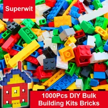 Superwit New 1000Pcs DIY Bulk Blocks Creative Educational Toys Compatible Lepin City Building Block Bricks Toy