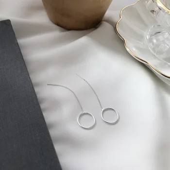 

Korean Korean version of the whole S925 sterling silver simple long line around Earrings Earrings Ear hook