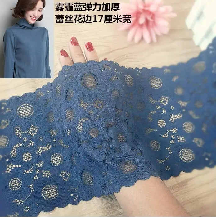 1 Meter Gray Blue Elastic Stretch Lace Trim Wedding Dress Sewing/Garment/Clothes 17cm |