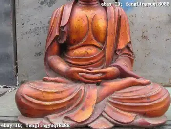 

35 Chinese Large ancient Wood handwork Carved painted Sakyamuni Buddha Statue 160814