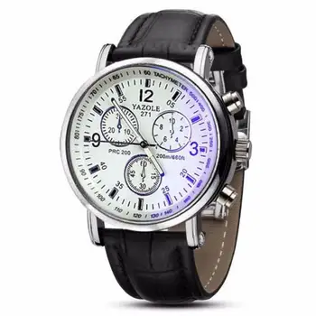 

Hot Sale2017 Newly Designed 2PC Luxury Fashion Faux Leather Mens Blue Ray Glass Quartz Analog Watches Gift relogio masculino 607