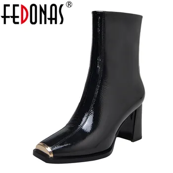 

FEDONAS Autumn Winter Genuine Leather Women Ankle Boots New Arrival High Heels Zipper Western Boots Party Casual Shoes Woman