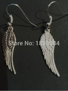 

50 Pairs Fashion Vintage Ancient Silver Plated Large Angel Wings Charms Dangle For Women Gift Earrings DIY Jewelry Z156