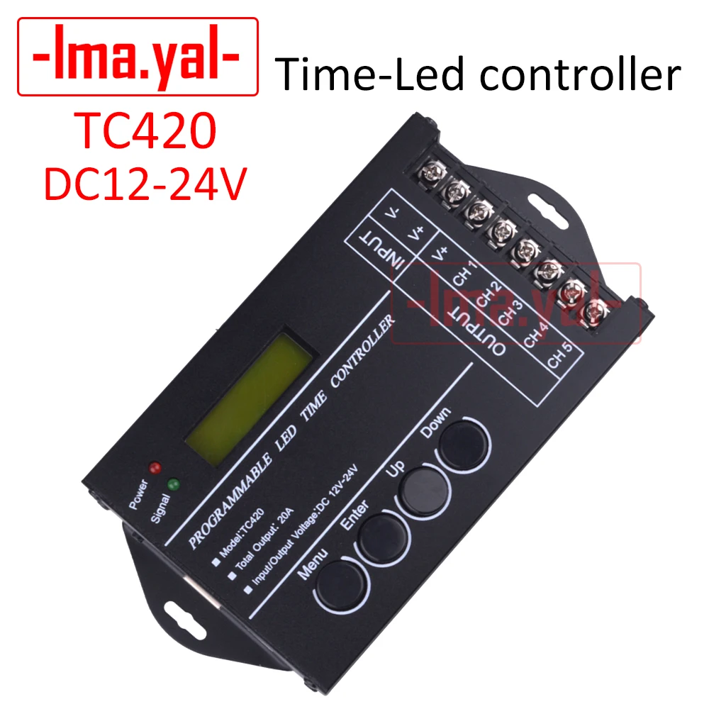 

Time programable RGB LED Controller Dimmer TC420 DC12V/24V TC423 AC100V 240V 5Channel Total Output Common Anode Programmable